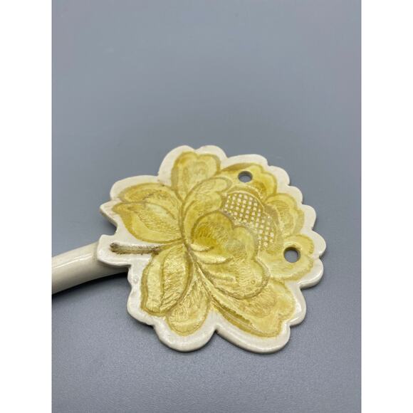 Handmade pottery signed wall hooks shabby chic boho Eclectic Pair Floral - Picture 4 of 7